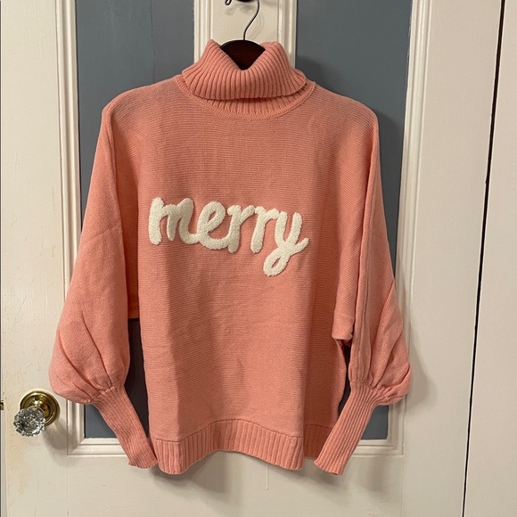 Merry Turtleneck Holiday Christmas Sweater - Picture 4 of 11